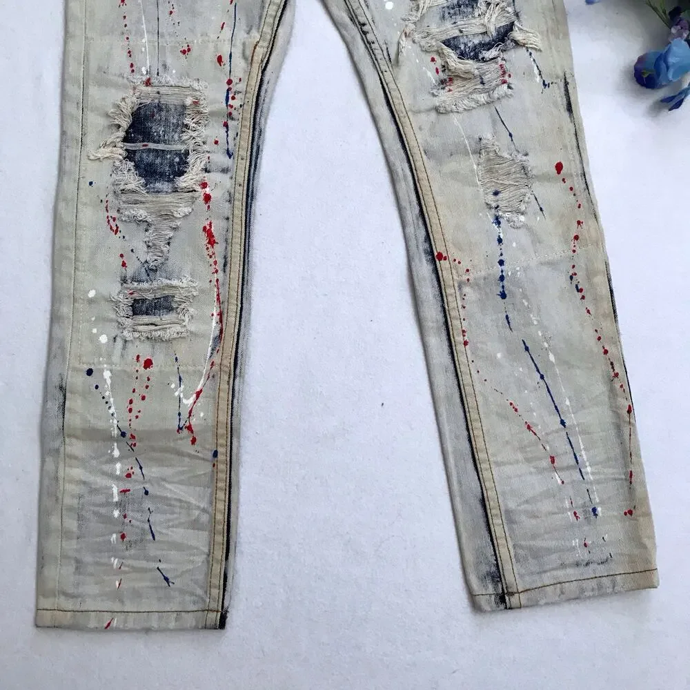 Heritage America NWT Light Wash Distressed Crop Jeans Women 6 *See Description*